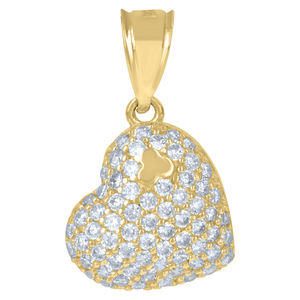 10kt 10k Yellow Gold Cubic-Zirconia Womens Heart Charm Pendant